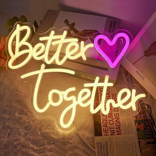 Better Together Neon-Lichtschild, LED-Neonkunst, Neonschild, Neon-USB-betriebenes Schild für Zuhause, Schlafzimmer, Innenbereich, Bar, Spielzimmer, Geschäft, Hotel, Wanddekoration, Weihnachtsfeier für