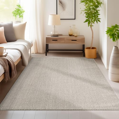 HomebyHome Teppich 140x200 cm Braun, Weicher Schlingenflor Einfarbig, Pflegeleicht & Modern, Teppich für Wohnzimmer, Schlafzimmer oder Gästezimmer