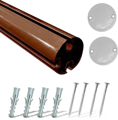 TENDEEVOLUTION Aluminium-Endprofil für Fallarm-Markise mit 42 mm Durchmesser anpassbar. Ersatzteile für Markisen, Markisenstange für den Außenbereich (2 Meter, Braun)