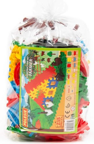 Polesie Bausteine Bauer Bauernhof 235-tlg. m. Zubehör Kinder Klemm-/Klickbausteine