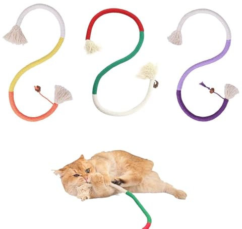 MisFun 3 PiècesCorde Sisal Jouet Chat, Corde de Jeu Chat, Chats Mordre Corde, Jouets en Corde pour Chat, Jouets de Corde pour La Dentition, Jouet pour Chat pour Interagir Et Nettoyer Les Dents