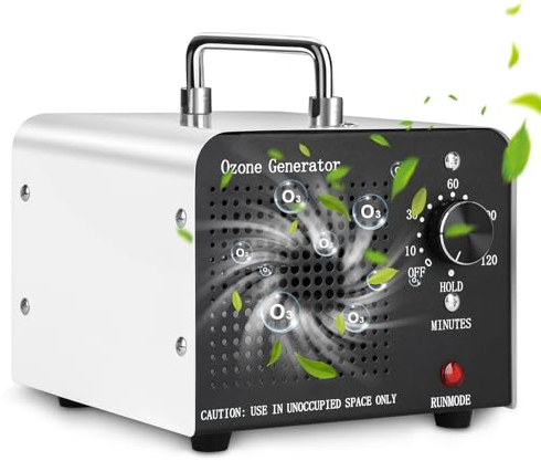 Ozongenerator 60000mg/Std Ozongerät für 400㎡,Tragbar O3 Ozon-Luftreiniger Ozongerät mit 120 Min Timer,Geruchskiller Geruchsneutralisierer für Zimmer, Büro, Garage, Autos, Rauch und Haustiere