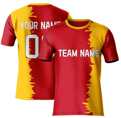 Camiseta de fútbol para hombres/niños/mujeres – Camiseta olímpica de España Patriotic Supporters 2024 – Personalizar tu propio nombre del equipo – Camisetas de fútbol español, rosso, 120