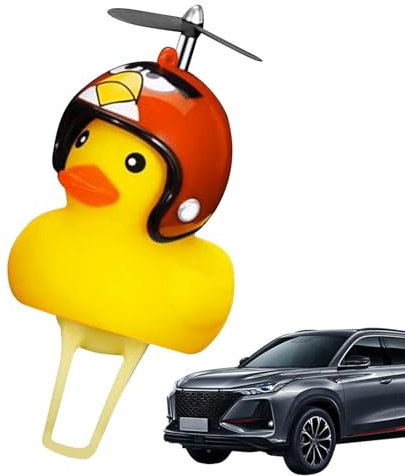 2 Stück Gelbe Ente Auto Ornament, Fahrrad Quietscheente Mit Helm Quietscheente Fahrrad - Für Kinder |Ente Mit Helm Ente Fahrrad Bell,Fahrradglocke Dekorationen Ente Für Auto Fahrrad