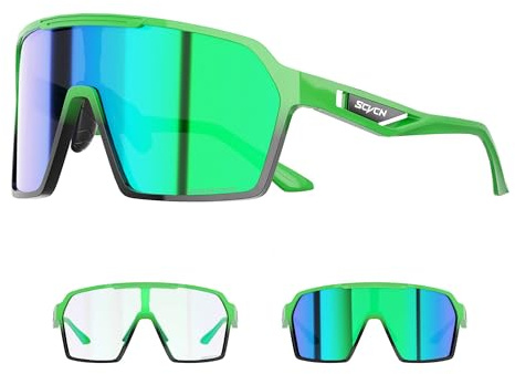SCVCN Fahrradbrille Selbsttönend Herren Damen MTB Brille Photochrome Rennrad Sonnenbrille Klar Sportbrille Radsport - S327