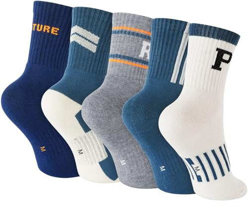 HOTUT Kids Thermal Socks - 5 Pairs Cosy Cushion Crew Socks, Toddlers & Teens Winter Hiking & Boot Socks