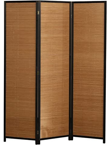 Divisorio separatore con struttura in legno e pannello separatore in bambù per la separazione interna, portatile, autoportante, per veranda, camera da letto, 149,9 x 39,9 cm, 3 pannelli