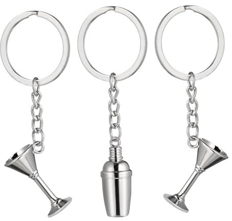 Homoyoyo 3Pcs Miniature Key Chain Shaker Pendant - Unique Wine Glass Design - for Backpack Purse Wallet and Handbag Decoration Charming Idea