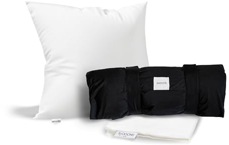 SnooozeGo Goose Down Mini Travel Pillow for Women & Men - Soft Compact Lightweight Breathable with Cotton Case - Perfect Travel Pillows for Business Trips, Travel Essentials & Holiday Essentials