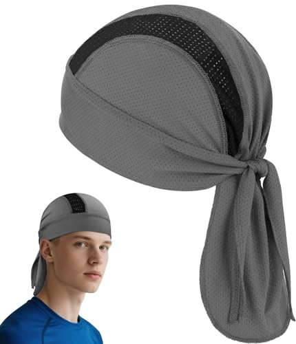 GUIZIYAO Gorro de bandana para hombre, Gorra para Bicicleta, pañuelo para la Cabeza, Bandana Ciclismo, para Deportes al Aire Libre, Motocicleta,Senderismo (Gris, Talla única)