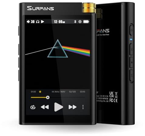 Surfans F28 HiFi Music Player 128GB - Dual ESS9018 DAC, 4.4mm(450mW) Balanced Output,Bluetooth LDAC/aptX HD, Expandable to 512GB, 3.5 Touchscreen