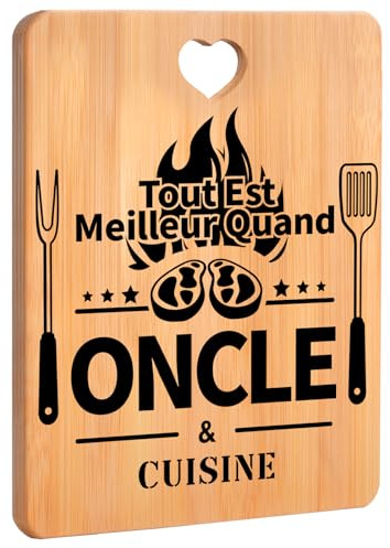 Apjielop Cadeau Oncle, Idee Cadeau Tonton, Cadeau pour L'oncle - Planche à Découper en Bambou, Cadeau Anniversaire Oncle Tonton, Cadeau Tonton Original