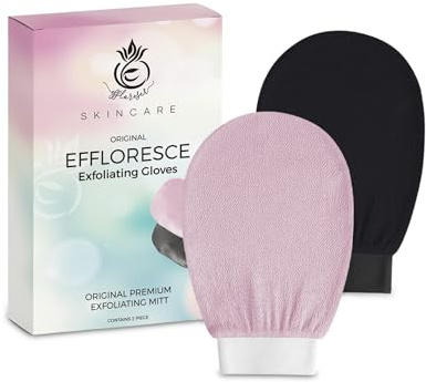 Exfoliating Glove Pack of 2 – Deep Cleaning Exfoliating Body Scrubber- Exfoliating Gloves for Shower for Smooth Radiant Skin – Dead Skin Remover & Body Scrub Mitt for Skin Cell Renewal
