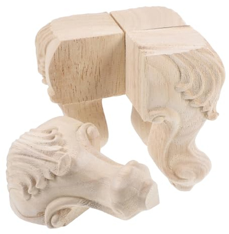 PartyKindom 4 Gambe in Legno Massello Grezzo Da 10x6 Cm Per Divano, Piedini Per Mobili Design Intagliato Stile Europeo, Ricambio Per Tavolini, Armadi e Librerie Installazione Rapida