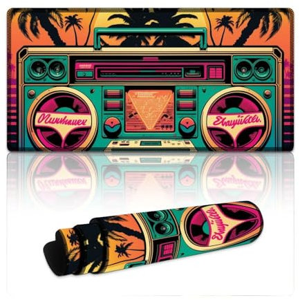 LLONGKT Neon Radio Mouse Mat Long L Mouse Pads (30x60x0.3cm) Keyboard Pad Improves Precision And Speed,rubber Underside for A Stable Grip