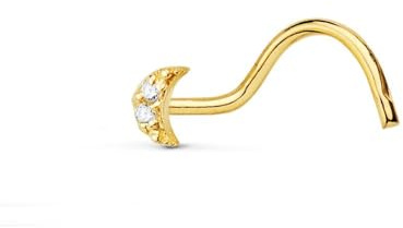 Inmaculada Romero IR Piercing al Naso a Forma di Luna in Oro 18k, 3 mm, con zirconi cubici