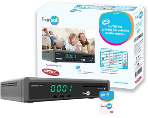 OPTEX Décodeur TV Satellite HD enregistreur USB + Carte Fransat PC7 (Satellite Eutelsat)