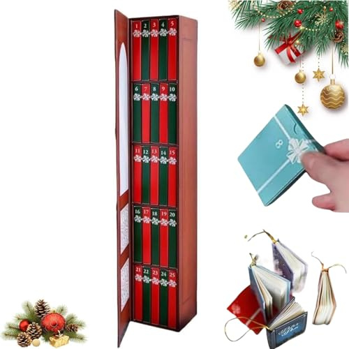 Calendrier de l'Avent 2025, mini livre d'ornement de l'Avent, cadeaux pour les amateurs de livres avec 24 livres, calendrier de compte à rebours pour les amateurs de livres, décorations de vacances