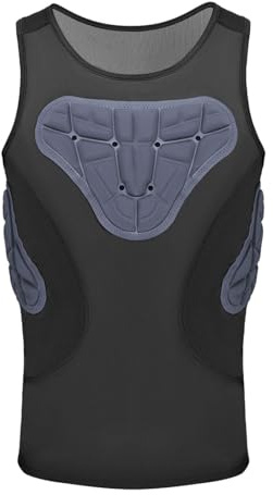 Baoblaze Men' s Padded Compression Shirt, Padded Chest Rib Protector Vest Protection Lightweight Gear Compression Shirt Sports Training Tank Top for Rugby Training, S