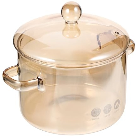 Alipis Borosilicate Glass Simmer Pot with Lid Heat Resistant Clear Stovetop Cooking Saucepan for Pasta Soup Milk and Stew Glass Pot for Oven and Gas Range Use