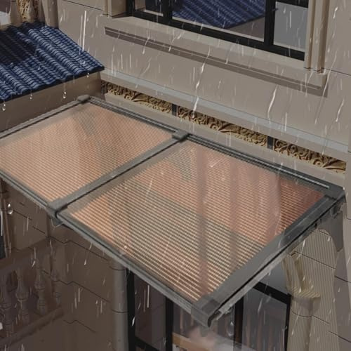 Braun Haustürvordach für den Außenbereich, 120 x 80 cm, Veranda-Markise mit Aluminiumhalterung, UV-beständig, wasserabweisend, Schallschutz, Gartenabdeckung für Eingänge