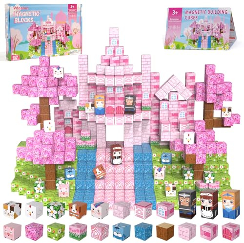 Vdealen 300 PCS Magnetic Blocks-Magnetic Building Blocks, Stacking Magnetic Cubes Toy for Kids, STEM Montessori Sensory Toys for Boys and Girls Age 3 4 5 6 7 8 9 10 11 12 Christmas Birthday Gift