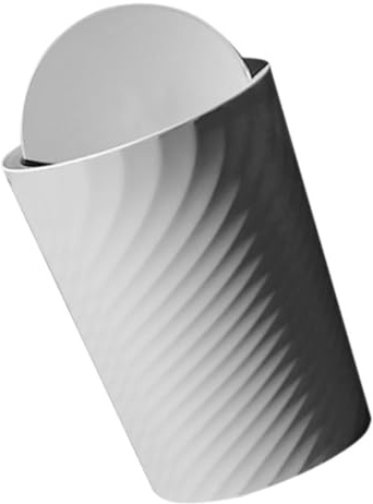 DIYEAH Poubelle Plastique avec Couvercle Basculant Gris Corbeille à Papier Originale pour Bureau Salle de Bain Chambre et Salon Design Compact