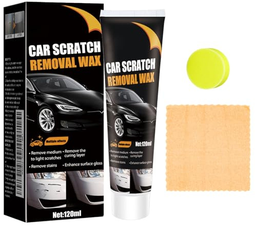 Toivize Quitarrarañazos Coche 3-en-1, Pulimento Coche Arañazos, Car Scratch Remover Kit con Paño y Esponja, Pasta Reparación Anti-Arañazos para Todo Tipo de Pintura, 120ml