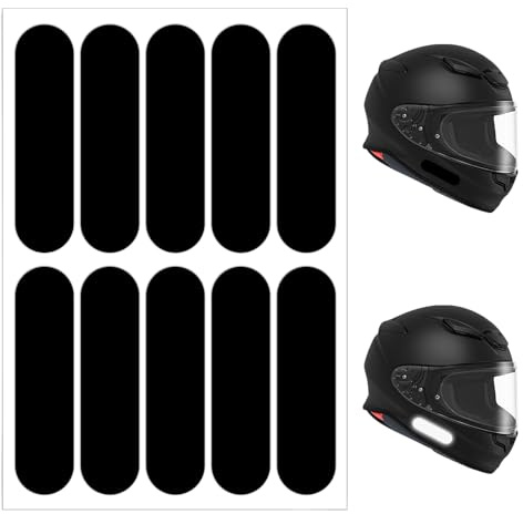 10 Stück Reflektoren Aufkleber, Schwarz Reflektierende Aufkleber Motorrad Reflektor Reflektoren Fahrrad Reflektierendes Klebeband für Motorradhelm Helm Nacht Sichtbarkeit Signalisierung 7x1,8 cm