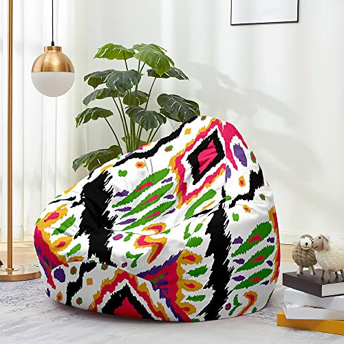 Hiseng Boho Funda de puf, Sillón de Pera sin Relleno,Sofa Puff Gaming Salon Funda Moderno Sin Relleno para Niños y Adultos, Bean Bag con Asa para Salón, Dormitorio (Grafiti,90x110cm)