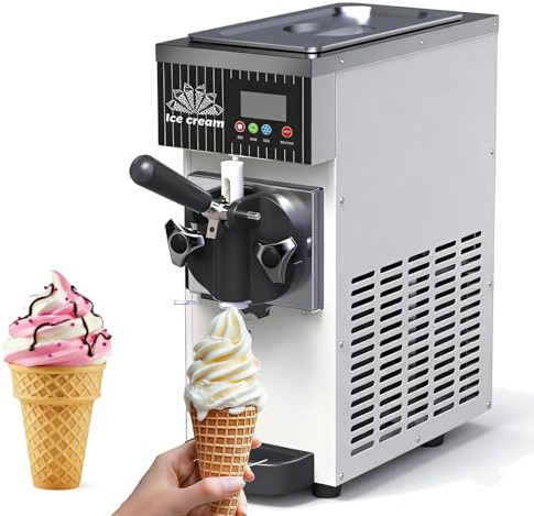 Gelatiera professionale monogusto, 450W/750W, con pulizia automatica e schermo LED, capacità tramoggia 2,5L/3,5L, per uso domestico, bar e attività commerciali(White,750W)