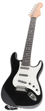 Sorandy Giocattolo Multifunzionale per Chitarra Elettrica per Bambini Che Suscita Interesse per la Musica per Ragazzi e Ragazze, Vera Esperienza con la Chitarra, modalità Accordi, Materiale (BLACK)
