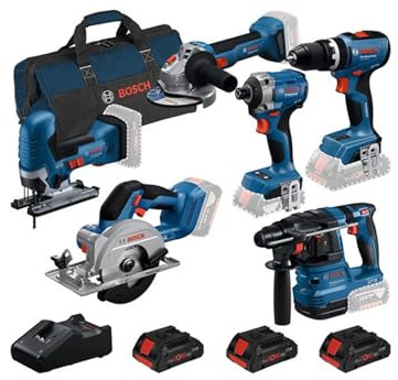 Bosch 6 Piece Combo Kit 18V Professional with 3 x ProCORE 4.0Ah Batteries, Charger and Tool Bag.