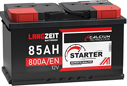 LANGZEIT Autobatterie 12V 85AH 800A/EN Starterbatterie +30% mehr Leistung ersetzt Batterie 80Ah 90Ah