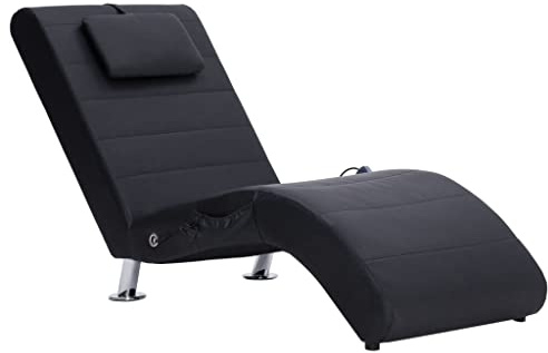 vidaXL Chaiselongue mit Massage Kissen Relaxliege Liegesessel Sessel Lounge Liegestuhl Relaxsessel Loungesessel Sesselliege Komfortliege Schwarz Kunstleder