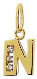 NKlaus Buchstabe N 8 Karat 333 Gold gelbgold Kettenanhänger klein 8mm Alphabet Zirkonia 9235
