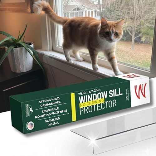 CLAWGUARD PLEXIGLASS Fensterbankschutz - Dicker kristallklarer Schutz für Hunde und Katzen Kratzen, Kauen und Krallen auf Fensterbänken Halten Sie Haustiere sicher und sauber zu Hause (74,9 cm x 8,3