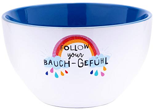 H:) PPY Life Schale mit Motiv Regenbogen | Porzellan, 60 cl, Frühstücksschale mit Spruch | Geschenk, Snack-Schale, Müslischale | 46407