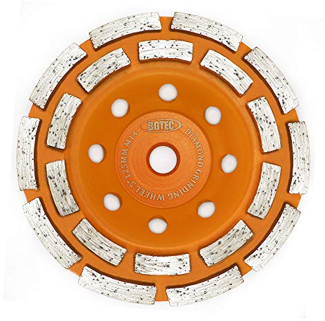 BGTEC Diamant Schleifscheibe 125mm für M14 Winkelschleifer - Diamant Schleiftopf für Stein, Beton, Fliesenkleber, Granit, Mauerwerk - Professional Schleifteller