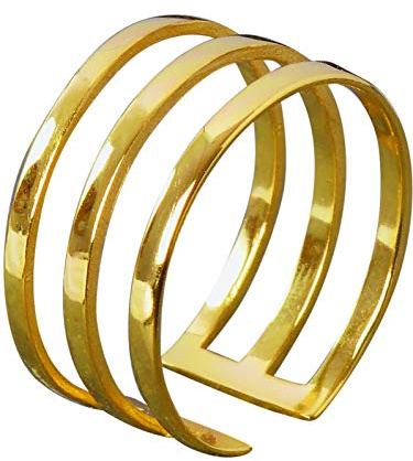 NicoWerk Damen Silberring Schlicht aus 925 Sterling Silber Breit Golden Bandring Mehrreihig Glatt Durchbrochen Verstellbar Offen SRI638
