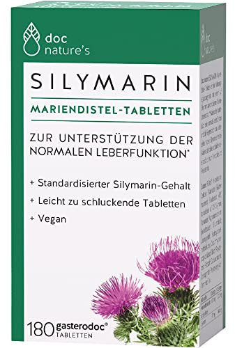 doc natures Silymarin Mariendistel Tabletten 180 Stück - Unterstützung der normalen Leberfunktion - VEGAN - leicht zu schluckende Mini Tabletten - lactosefrei - ohne Gentechnik
