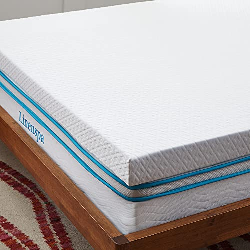 Linenspa Matratzen Topper 120 x 200 cm, 10cm hoch – Matratzenauflage mit Gel Memory Foam und waschbarem Bezug mit Reißverschluss – Öko-Tex, Weiß