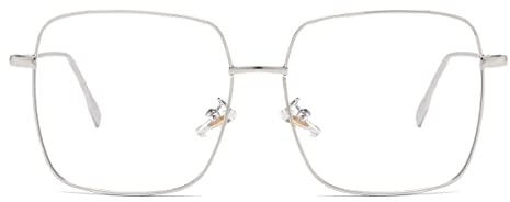 Dollger Gafas luz Azul Grandes Marco de Metal bloque luz Azul Gafas para Ordenador anti Fatiga Gafas luz Azul sin Graduar Monturas de Gafas para Hombre y Mujer