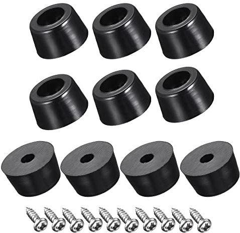 sourcing map 12 Stück Runde Schwarze Gummifüße, 12mm Breite x 7mm Höhe | Gummipuffer Schraubfeste Gummifüße mit Edelstahlschrauben und Unterlegscheibe für die Meisten Möbelgeräte
