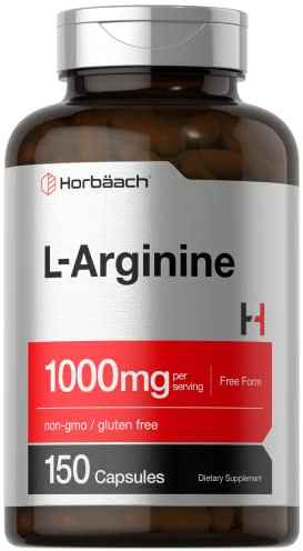 Horbäach L-Arginine 1000mg | 150 Capsules | Free Form Dietary Supplement | Non-GMO & Gluten Free