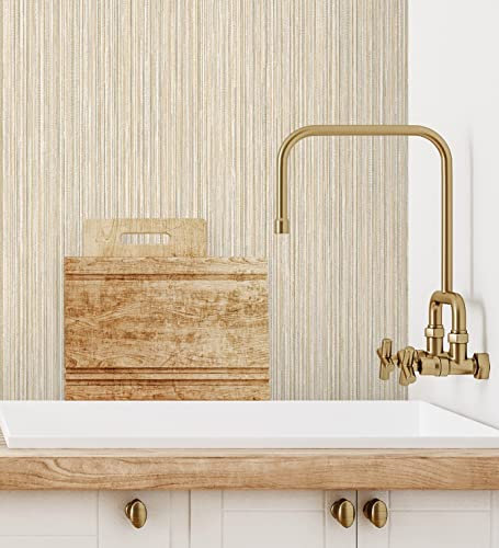 GAULAN 681679 Papier peint vinyle à rayures beige effet pâte rayé en relief pour mur salon cuisine bain chambre couloir salle à mange tête de lit - Rouleaux de 10 m x 1,06 m
