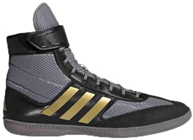 adidas Men's Combat Speed 5 Wrestling Shoe, Grey/Black/Metallic Gold, 13.5 UK