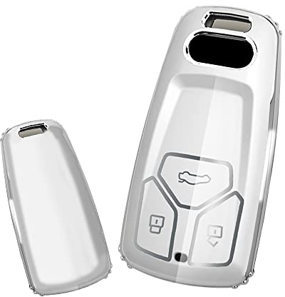 KUNIO Schlüsselhülle Passt für Audi A4L A4 B9 A6L S4 RS4 A5 F5 RS5 A6 A7 A8 D5 Q2 Q5 Q7 SQ5 SQ7 TT TTS RS5 Schutzhülle TPU Autoschlüssel Hülle Schlüsselcover 3 Tasten Weiß