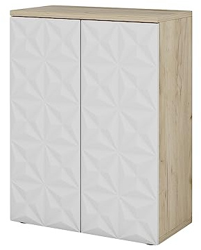 Vicco Midischrank Edge, Weiß, 60 x 79.5 cm | mit 2 Türen und 3 Fächer, zur Aufbewahrung im Bad mit Push-to-open Mechanismus