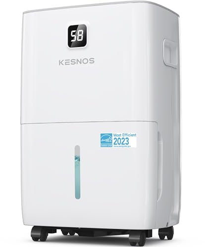Kesnos 80 Pints Energy Star Dehumidifier for Home, Basement with Drain Hose, Front LED Display and 1.06 Gal Water Tank, Ideal for Large Room up to 5,500 Sq. Ft., Featuring Auto Defrost, Timer Function